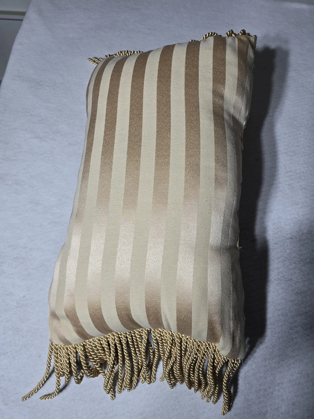 Elegant Cream Decorative Fringe Accent Pillow
